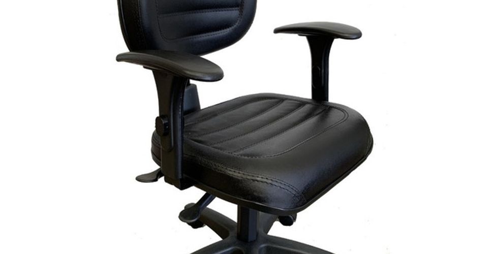 Cadeira Escritório Norma Nr17 Com Costura Contrastantes. Cor Preto Material Do Estofamento Couro Sintético